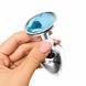 Анальная пробка EGZO Silver Round Plug S серебристая с голубым кристаллом 7 см - дополнительное фото