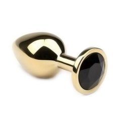 Анальна пробка Crystal Anal Plug M Gold Metal Black Diamond золотиста з чорним кристалом 8,5 см - основне фото