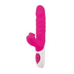 Rabbit-вібратор з пульсацією та язичком Chisa Novelties M-Mello Clit Kisser Thruster рожевий 23 см - основне фото