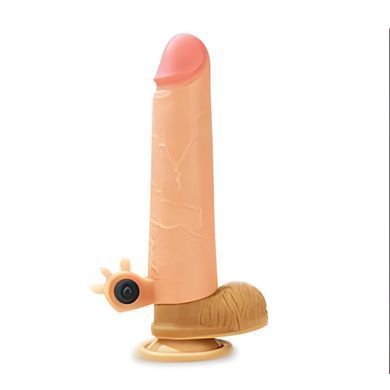 Реалістична вібронасадка на член з кліторальним відростком Lovetoy Add 2 inch Revolutionary Silicone Nature Extender тілесна 19 см - основне фото