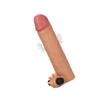 Реалістична вібронасадка на член з кліторальним відростком Lovetoy Add 2 inch Revolutionary Silicone Nature Extender тілесна 19 см - основне фото