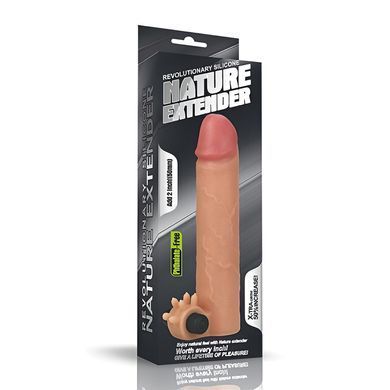 Реалістична вібронасадка на член з кліторальним відростком Lovetoy Add 2 inch Revolutionary Silicone Nature Extender тілесна 19 см - основне фото