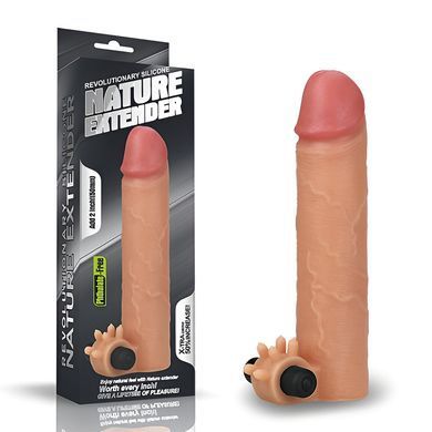 Реалістична вібронасадка на член з кліторальним відростком Lovetoy Add 2 inch Revolutionary Silicone Nature Extender тілесна 19 см - основне фото