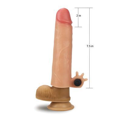Реалістична вібронасадка на член з кліторальним відростком Lovetoy Add 2 inch Revolutionary Silicone Nature Extender тілесна 19 см - основне фото