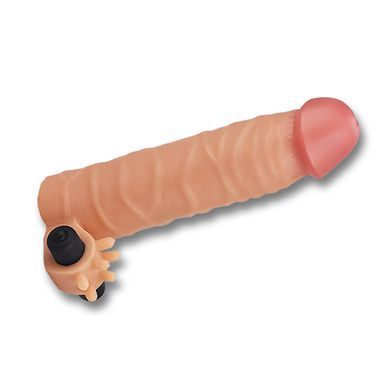 Реалістична вібронасадка на член з кліторальним відростком Lovetoy Add 2 inch Revolutionary Silicone Nature Extender тілесна 19 см - основне фото