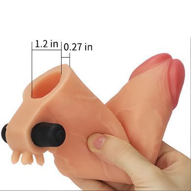 Реалістична вібронасадка на член з кліторальним відростком Lovetoy Add 2 inch Revolutionary Silicone Nature Extender тілесна 19 см - основне фото