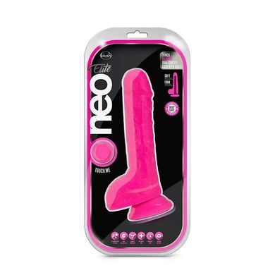 Реалистичный фаллоимитатор на присоске Blush Neo Elite Neon Pink 9-Inch Long Dildo розовый 22,9 см - основное фото