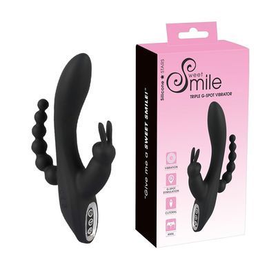 Потрійний вібратор You2Toys Sweet Smile Triple G-Spot Vibrator чорний 20,8 см - основне фото