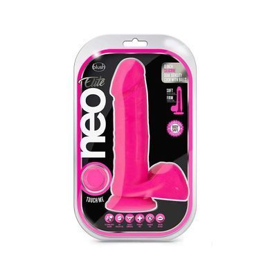 Реалистичный фаллоимитатор на присоске Blush Neo Elite Neon Pink 8-Inch Long Dildo розовый 20,3 см - основное фото