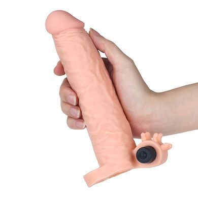 Реалистичная вибронасадка на член с клиторальным отростком Lovetoy Add 2" Pleasure X Tender Vibrating Penis Sleeve телесная 19 см - основное фото