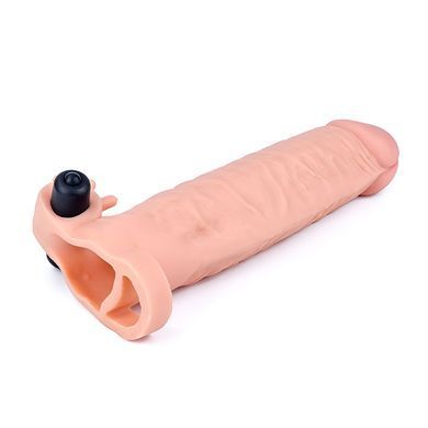 Реалистичная вибронасадка на член с клиторальным отростком Lovetoy Add 2" Pleasure X Tender Vibrating Penis Sleeve телесная 19 см - основное фото