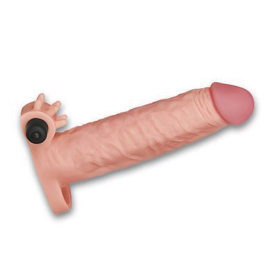 Реалистичная вибронасадка на член с клиторальным отростком Lovetoy Add 2" Pleasure X Tender Vibrating Penis Sleeve телесная 19 см - основное фото