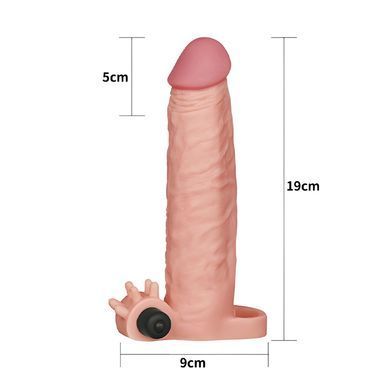 Реалистичная вибронасадка на член с клиторальным отростком Lovetoy Add 2" Pleasure X Tender Vibrating Penis Sleeve телесная 19 см - основное фото