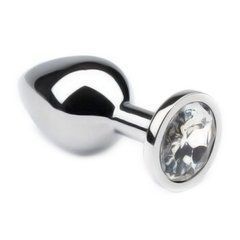 Анальна пробка Crystal Anal Plug M Silver Metal Diamond срібляста з прозорим кристалом 8,5 см - основне фото