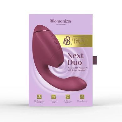 Вагинально-клиторальный стимулятор Womanizer Next Duo бордовый 19,5 см - основное фото