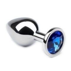 Анальна пробка Crystal Anal Plug M Silver Metal Sapphire срібляста з синім кристалом 8,5 см - основне фото