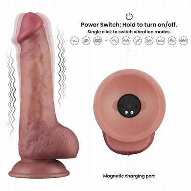 Реалістичний вібратор на присосці Lovetoy 9'' Vibrating Dual Density Power Cock тілесний 23 см - основне фото