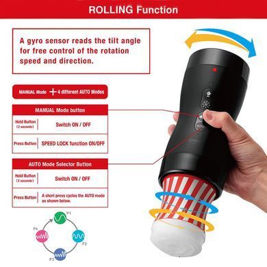 Автоматический мастурбатор Tenga Vacuum Gyro Roller чёрный - основное фото