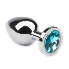 Анальна пробка Crystal Anal Plug M Silver Metal Topaz срібляста з блакитним кристалом 8,5 см - основне фото