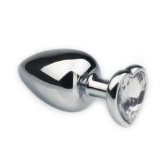 Анальна пробка Crystal Anal Plug Heart S Silver Metal Diamond срібляста з прозорим кристалом 7,5 см - основне фото