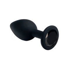 Силіконова анальна пробка Crystal Silicone Diamond L чорна з чорним кристалом 8,5 см - основне фото