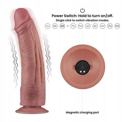 Реалістичний вібратор на присосці для фістингу Lovetoy 10.5'' Vibrating Dual Density Power Cock тілесний 26,8 см - основне фото