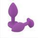 Силіконова анальна пробка EGZO Silicone Violet Heart Plug S фіолетова з золотистим кристалом 7,1 см - додаткове фото