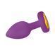 Силіконова анальна пробка EGZO Silicone Violet Heart Plug S фіолетова з золотистим кристалом 7,1 см - додаткове фото