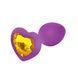 Силіконова анальна пробка EGZO Silicone Violet Heart Plug S фіолетова з золотистим кристалом 7,1 см - додаткове фото