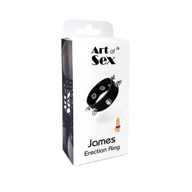 Регулируемое эрекционное кольцо Art of Sex James с шипами чёрное - основное фото