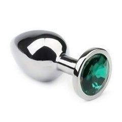 Анальна пробка Crystal Anal Plug M Silver Metal Emerald срібляста із зеленим кристалом 8,5 см - основне фото