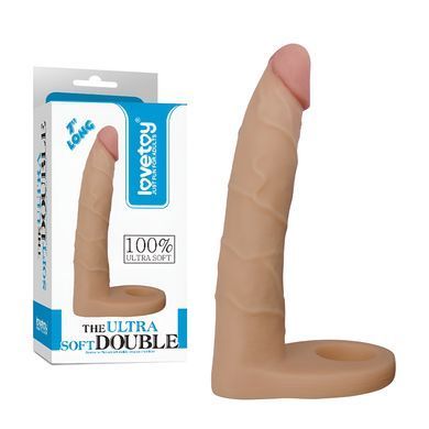 Эрекционное кольцо с анальным стимулятором Lovetoy 7" The Ultra Soft Double телесное - основное фото