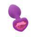 Силіконова анальна пробка EGZO Silicone Violet Heart Plug S фіолетова з малиновим кристалом 7,1 см - основне фото