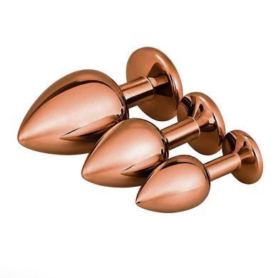 Анальная пробка EGZO Dark Gold Round Plug S золотистая с красным кристаллом 7 см - основное фото