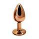 Анальная пробка EGZO Dark Gold Round Plug S золотистая с красным кристаллом 7 см - дополнительное фото