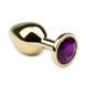 Анальная пробка Crystal Anal Plug S Gold Metal Amethyst золотистая с фиолетовым кристаллом 7,5 см - основное фото