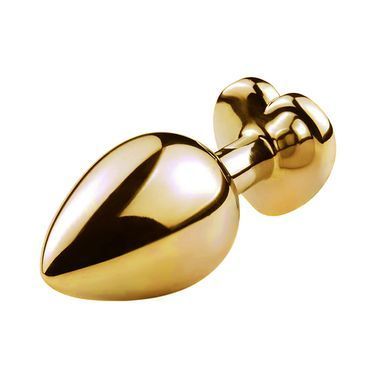 Металлическая анальная пробка Crystal Heart Diamond М золотистая с фиолетовым кристаллом 8,5 см - основное фото