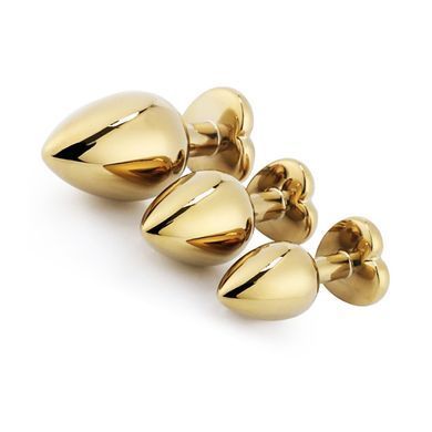Металлическая анальная пробка Crystal Heart Diamond М золотистая с фиолетовым кристаллом 8,5 см - основное фото