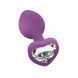 Силіконова анальна пробка EGZO Silicone Violet Heart Plug S фіолетова з прозорим кристалом 7,1 см - основне фото