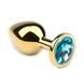 Анальная пробка Crystal Anal Plug S Gold Metal Topaz золотистая с голубым кристаллом 7,5 см - основное фото