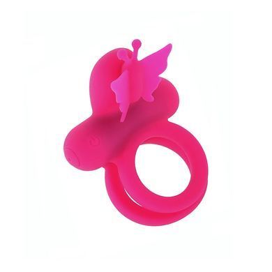Двойное эрекционное виброкольцо со стимулятором клитора California Exotic Novelties Silicone Rechargeable Dual Butterfly Ring розовое - основное фото