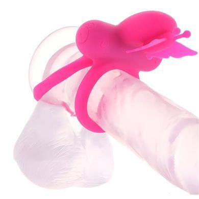 Двойное эрекционное виброкольцо со стимулятором клитора California Exotic Novelties Silicone Rechargeable Dual Butterfly Ring розовое - основное фото