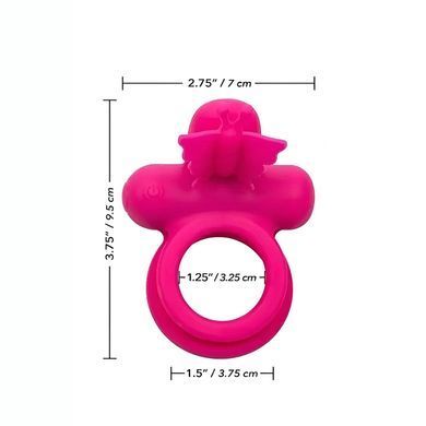 Двойное эрекционное виброкольцо со стимулятором клитора California Exotic Novelties Silicone Rechargeable Dual Butterfly Ring розовое - основное фото