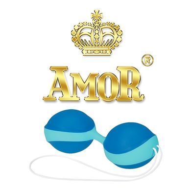 Вагинальные шарики Amor Gym Balls бирюзовые с синим - основное фото