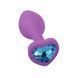 Силіконова анальна пробка EGZO Silicone Violet Heart Plug S фіолетова з синім кристалом 7,1 см - основне фото